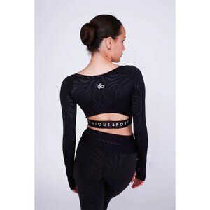 Chique Sport Empower Long-Sleeve Crop Top in Zebra Figure Skating